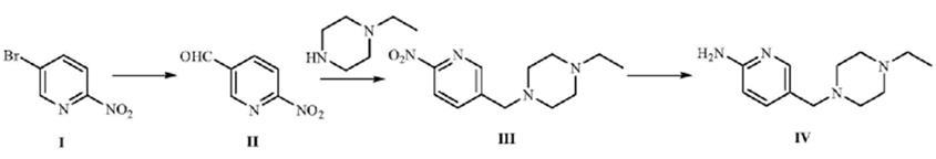 图1 <span style='color:red;'>5-[(4-乙基哌嗪-1-基)甲基]吡啶-2-胺</span>的合成路线图.png