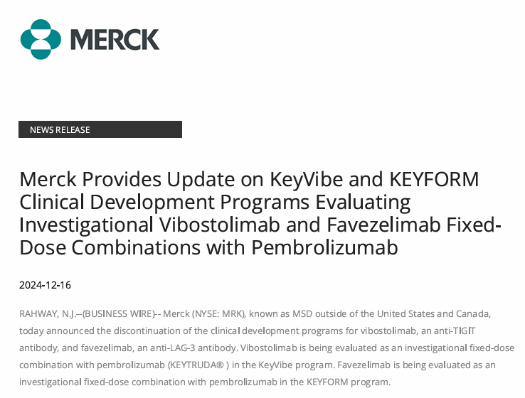 Merck: Termination of Two Oncology Projects