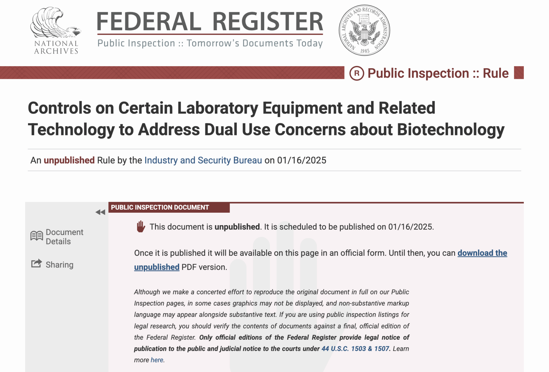 US Implements New Biotechnology Export Control, May Affect China