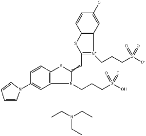 Benzothiazolium, 5-chloro-2-[[5-(1H-pyrrol-1-yl)-3-(3-sulfopropyl)-2(3H)-benzothiazolylidene]methyl]-3-(3-sulfopropyl)-, inner salt, compd. with N,N-diethylethanamine (1:1)